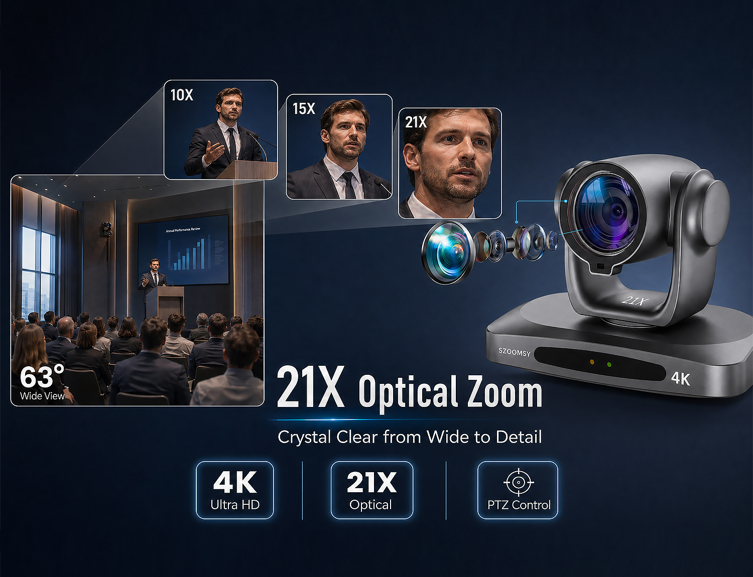 AI auto tracking PTZ camera
